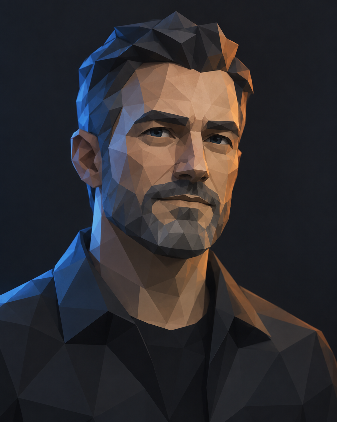 Low-poly portrait of Edwin Miller